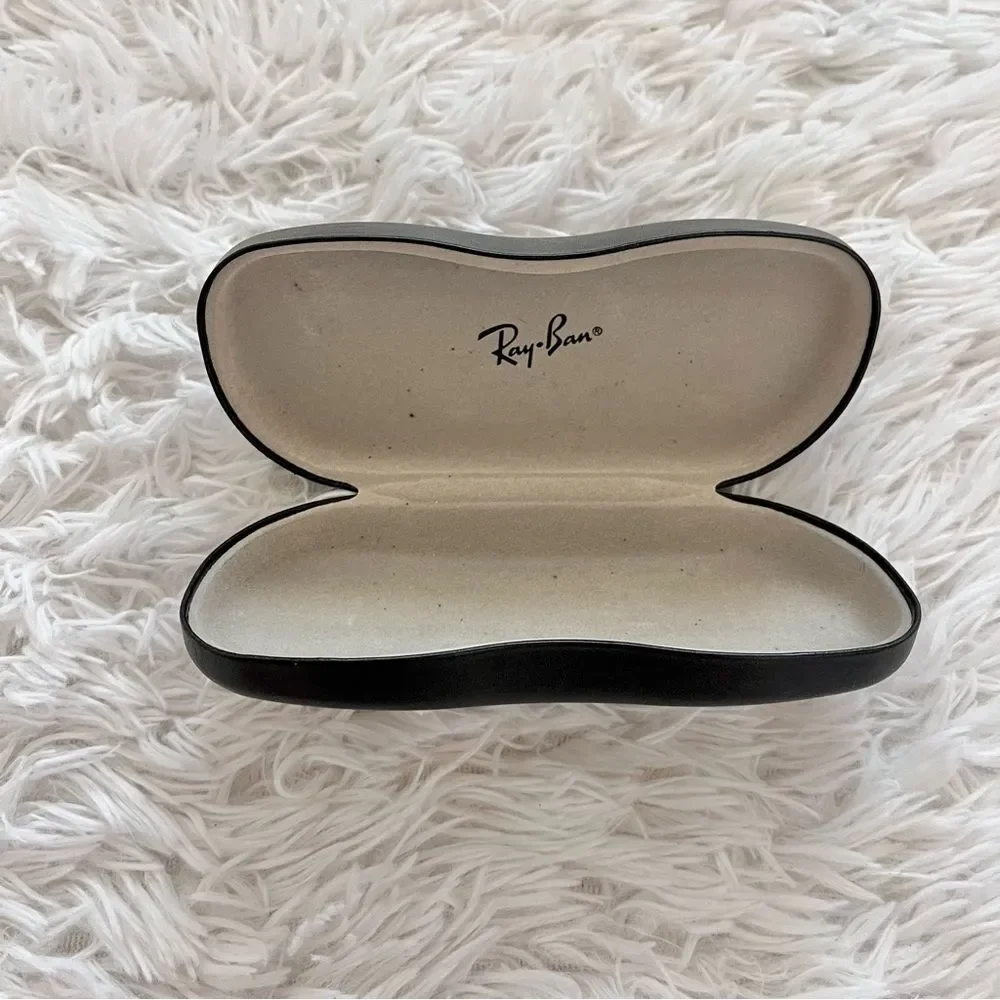 Rayban black hard side sunglasses case clamshell leather